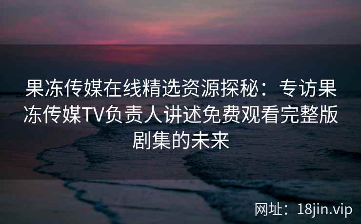 果冻传媒在线精选资源探秘：专访果冻传媒TV负责人讲述免费观看完整版剧集的未来